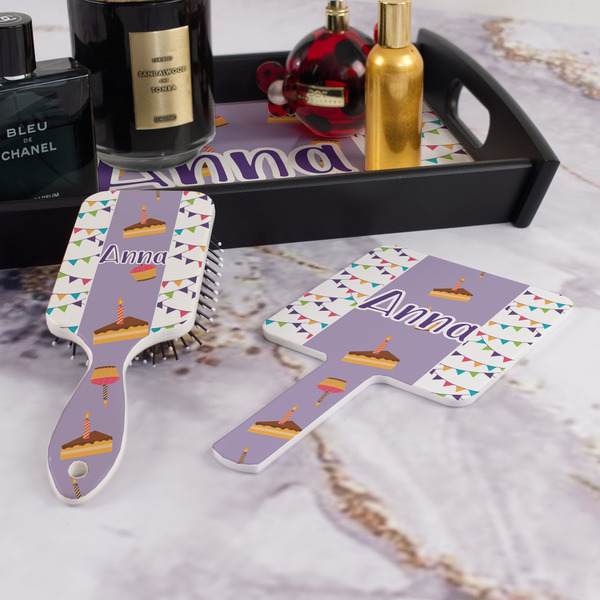 Happy Birthday Hair Brush and Hand Mirror - Bathroom Scene