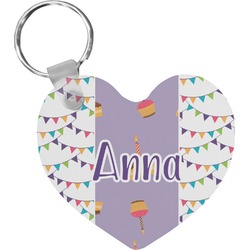 Happy Birthday Heart Plastic Keychain w/ Name or Text