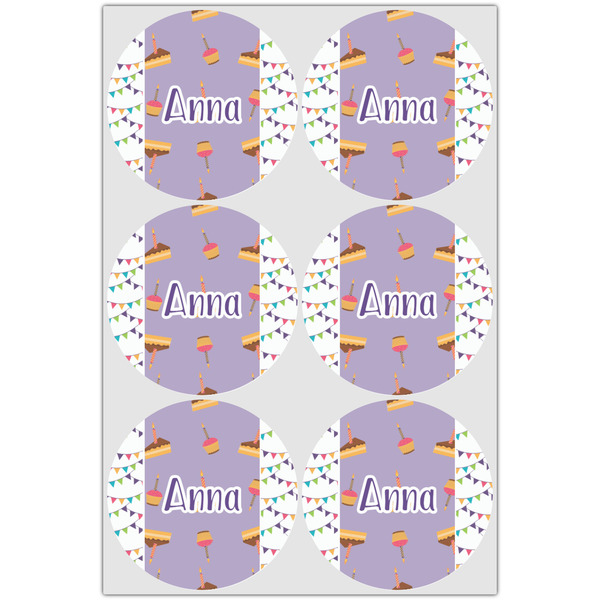 Happy Birthday Icing Circle - Large - Set of 6