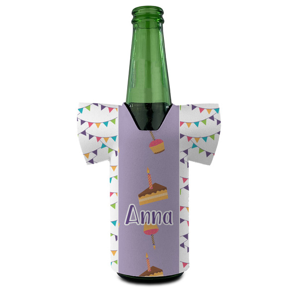 Happy Birthday Jersey Bottle Cooler - FRONT (on bottle)