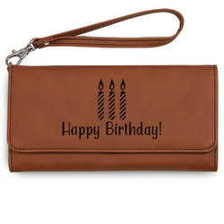Happy Birthday Ladies Leatherette Wallet - Laser Engraved - Rawhide (Personalized)