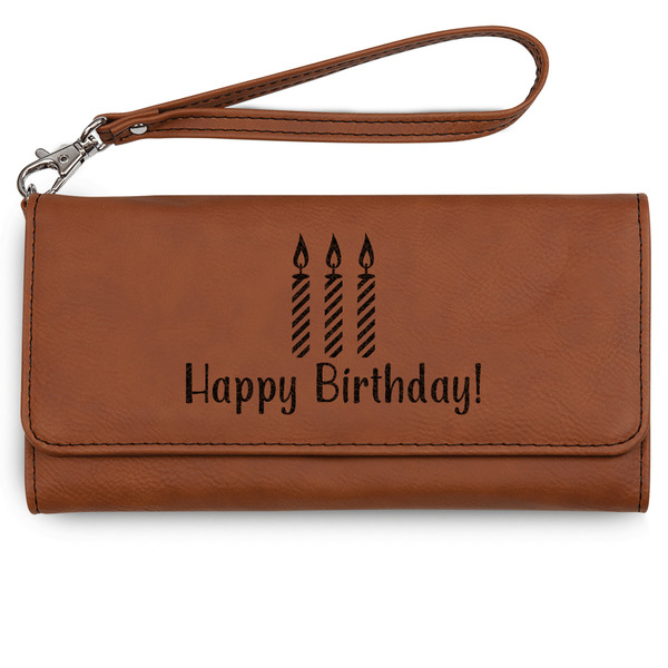 Custom Happy Birthday Ladies Leatherette Wallet - Laser Engraved (Personalized)