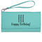 Happy Birthday Ladies Wallet - Leather - Teal - Front View