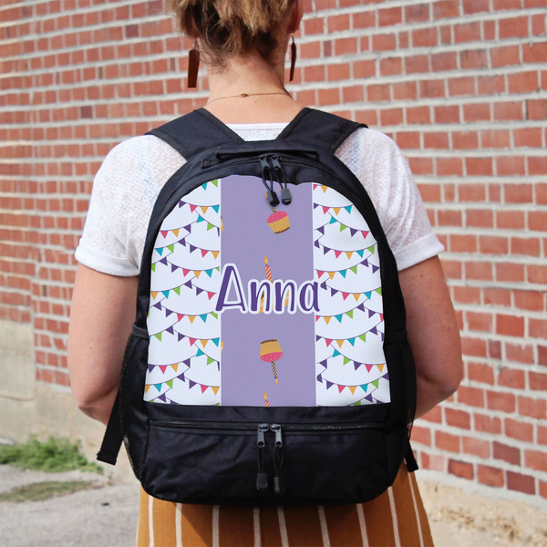 Happy Birthday Large Backpack - Black - On Back