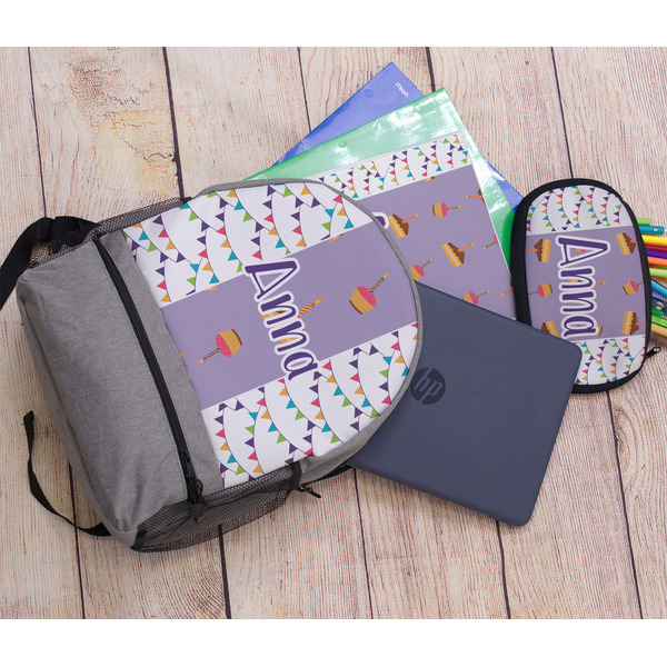 Happy Birthday Large Backpack - Gray - With Stuff