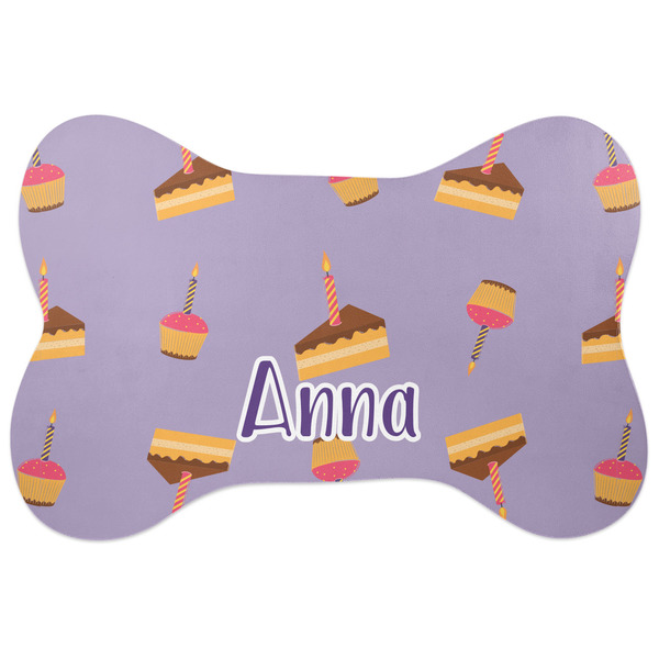 Custom Happy Birthday Bone Shaped Dog Food Mat (Personalized)