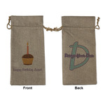 Happy Birthday Large Burlap Gift Bag - Front & Back (Personalized)