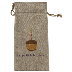 Happy Birthday Large Burlap Gift Bag - Front (Personalized)