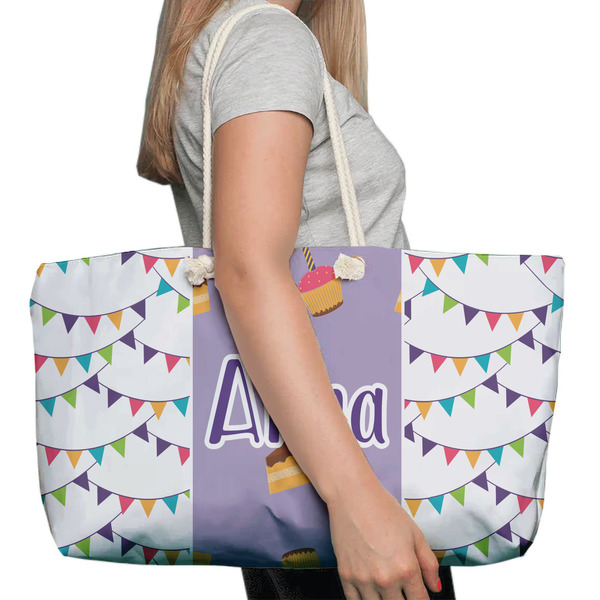 Happy Birthday Large Rope Tote Bag - In Context View