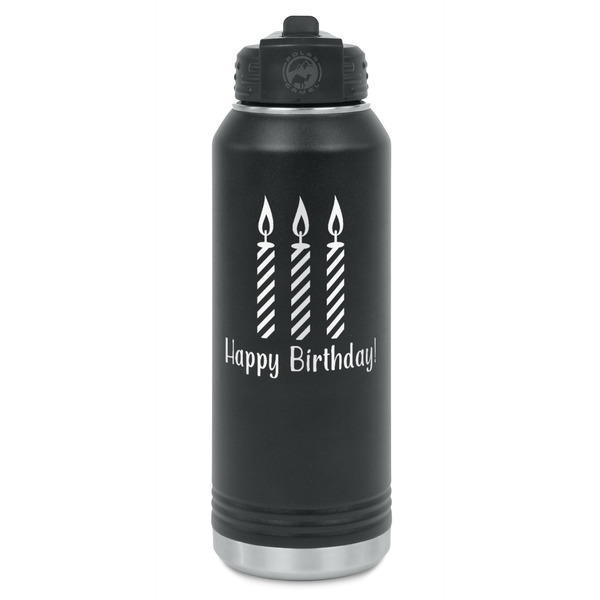 Custom Happy Birthday Water Bottle - Laser Engraved - Front (Personalized)