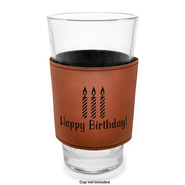 Happy Birthday Laserable Leatherette Mug Sleeve - In pint glass for bar