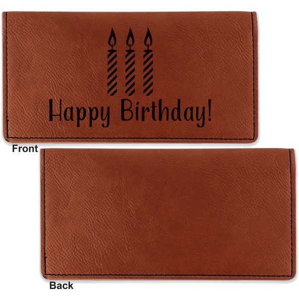 Happy Birthday Leather Checkbook Holder Front and Back Single Sided - Apvl