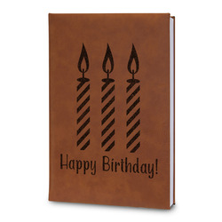 Happy Birthday Leatherette Journal - Large - Double Sided (Personalized)