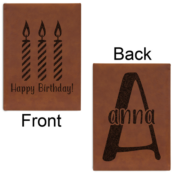Happy Birthday Leatherette Journals - Large - Double Sided - Front & Back View