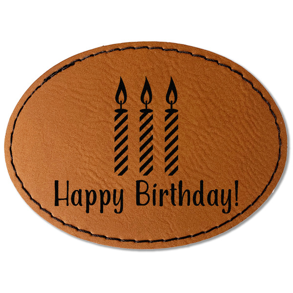 Happy Birthday Leatherette Patches - Oval