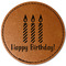 Happy Birthday Faux Leather Iron On Patch - Round (Personalized)