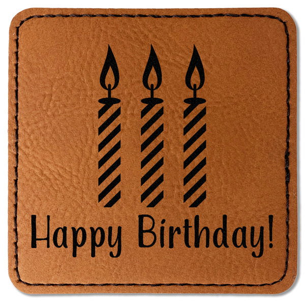 Custom Happy Birthday Faux Leather Iron On Patch - Square (Personalized)
