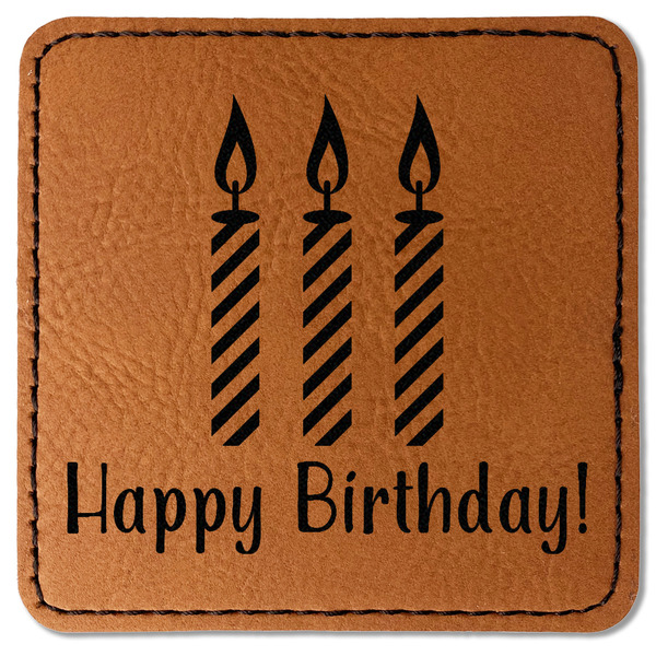 Happy Birthday Leatherette Patches - Square