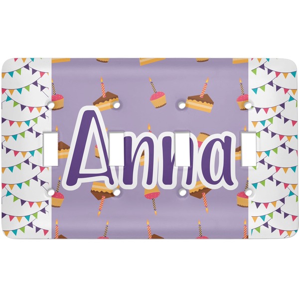 Custom Happy Birthday Light Switch Cover (4 Toggle Plate)