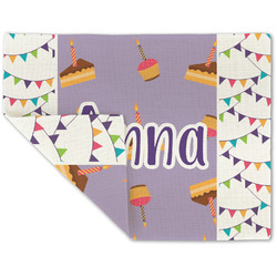 Happy Birthday Double-Sided Linen Placemat - Single w/ Name or Text