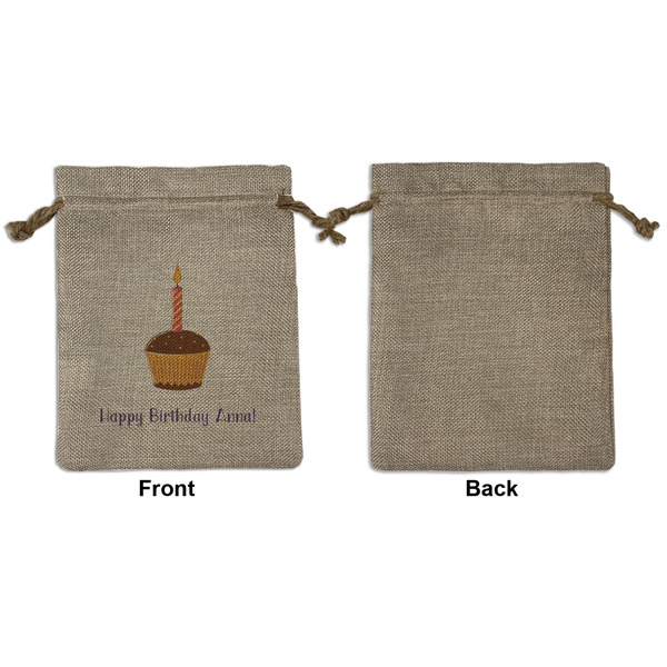 Happy Birthday Medium Burlap Gift Bag - Front Approval