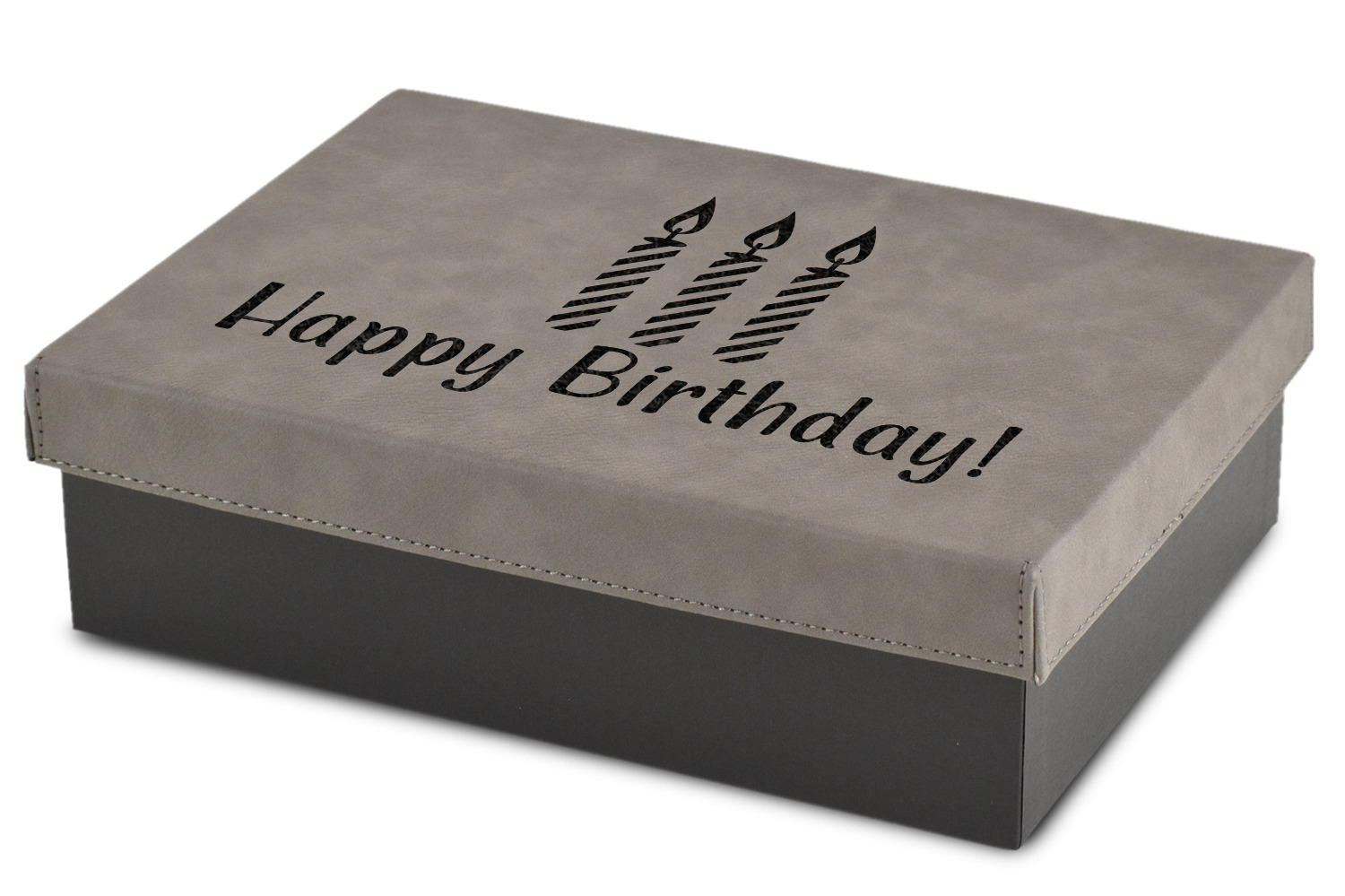 Custom Happy Birthday Gift Boxes w/ Engraved Leather Lid