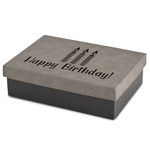 Happy Birthday Medium Gift Box w/ Engraved Leather Lid (Personalized)