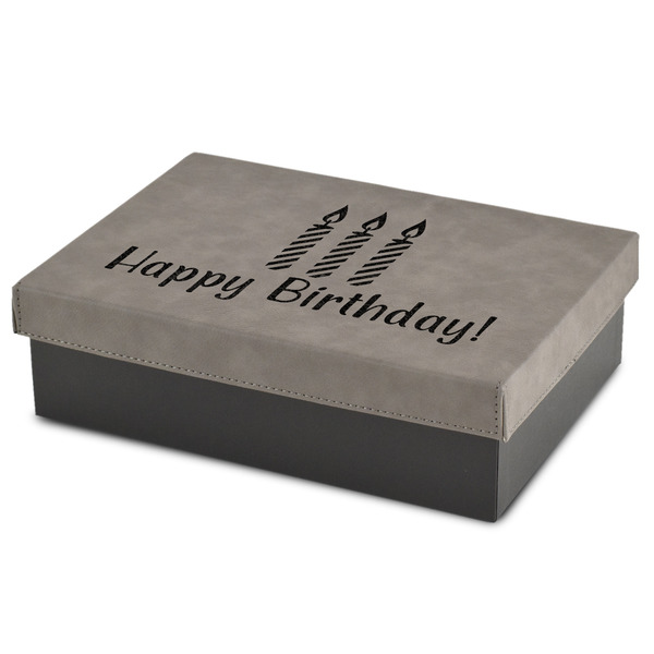 Custom Happy Birthday Gift Boxes w/ Engraved Leather Lid (Personalized)