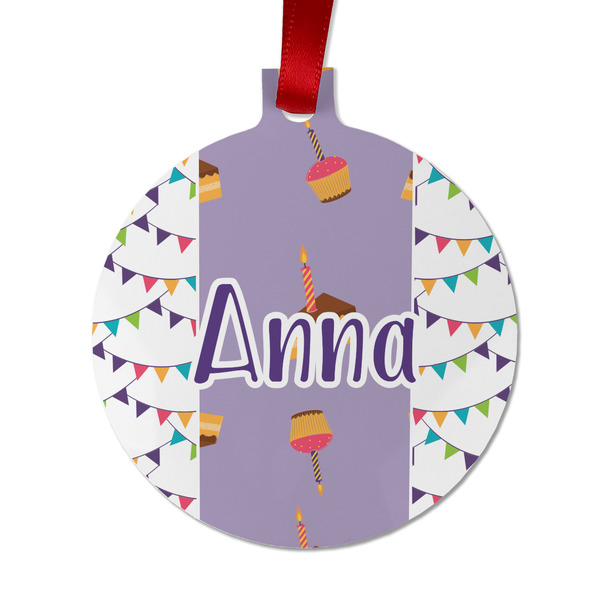 Custom Happy Birthday Metal Ball Ornament - Double Sided w/ Name or Text