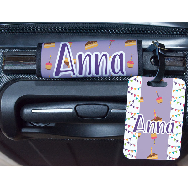 Happy Birthday Metal Luggage Tag & Handle Wrap - In Context