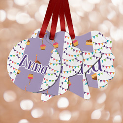 Happy Birthday Metal Ornaments - Double Sided w/ Name or Text