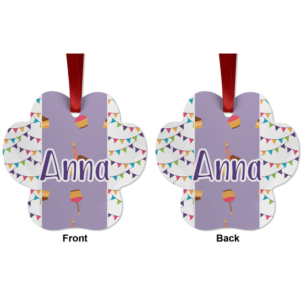 Happy Birthday Metal Paw Ornament - Front and Back