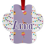 Happy Birthday Metal Paw Ornament - Double Sided w/ Name or Text