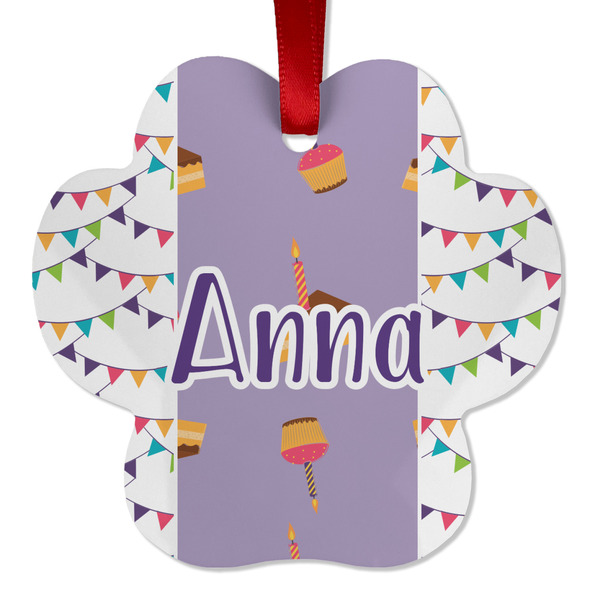 Custom Happy Birthday Metal Paw Ornament - Double Sided w/ Name or Text