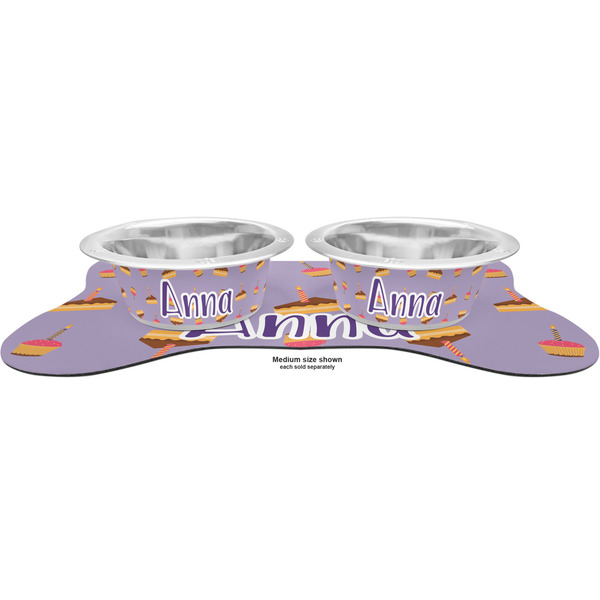 Happy Birthday Metal Pet Bowls - On Dog Bone Shaped Mat