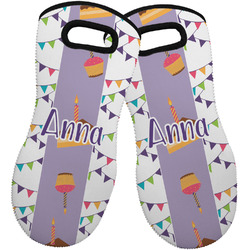 Happy Birthday Neoprene Oven Mitts - Set of 2 w/ Name or Text
