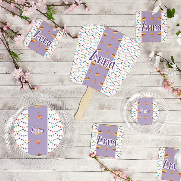 Happy Birthday Party Supplies Combination Image - All items - Plates, Coasters, Fans