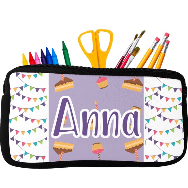 Custom Happy Birthday Neoprene Pencil Case - Small w/ Name or Text