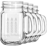 Happy Birthday Mason Jar Mugs (Set of 4) (Personalized)
