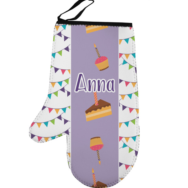 Happy Birthday Personalized Oven Mitt - Left