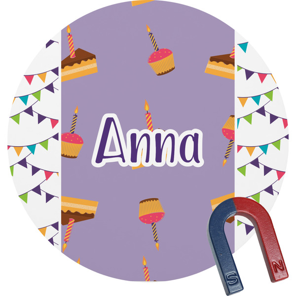Custom Happy Birthday Round Fridge Magnet (Personalized)