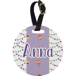 Happy Birthday Plastic Luggage Tag - Round (Personalized)