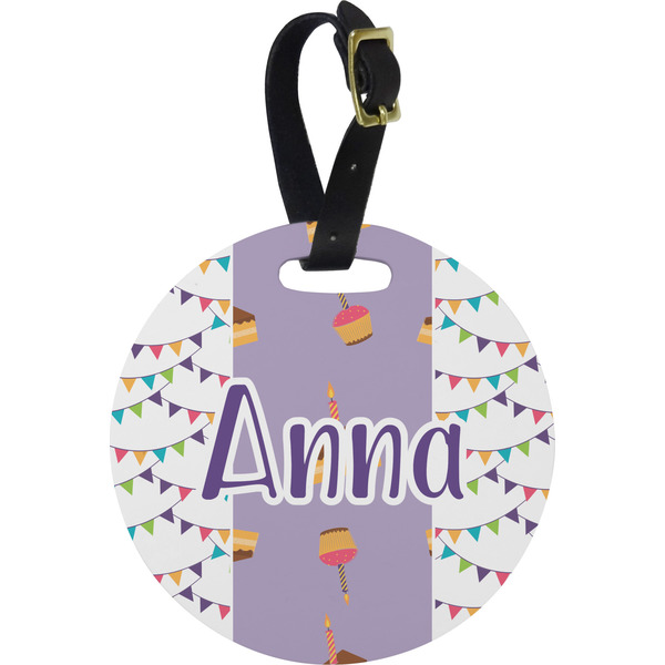 Custom Happy Birthday Plastic Luggage Tag - Round (Personalized)