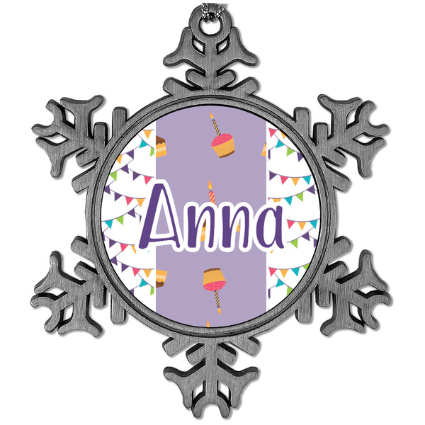 Custom Happy Birthday Vintage Snowflake Ornament (Personalized)