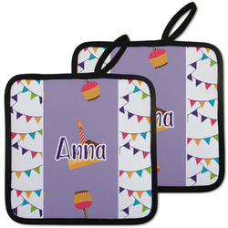 Happy Birthday Pot Holders - Set of 2 w/ Name or Text