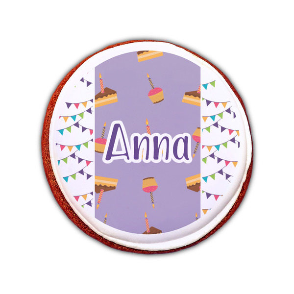 Happy Birthday Printed Icing Circle - Small - On Cookie