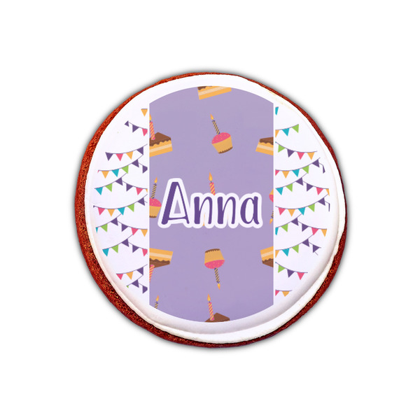 Happy Birthday Printed Icing Circle - XSmall - On Cookie