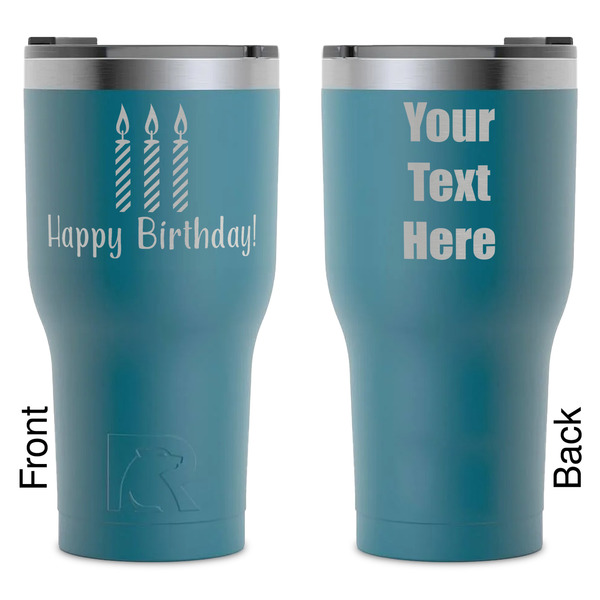 Custom Happy Birthday RTIC Tumbler - Dark Teal - Laser Engraved - Double-Sided (Personalized)