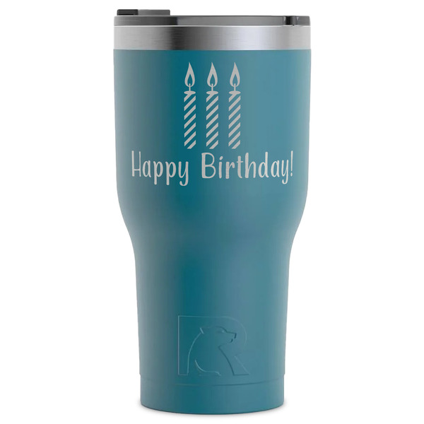 Custom Happy Birthday RTIC Tumbler - Dark Teal - Laser Engraved - Single-Sided (Personalized)