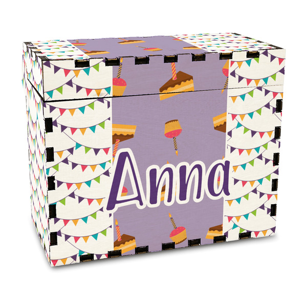Custom Happy Birthday Wood Recipe Box - Full Color Print (Personalized)